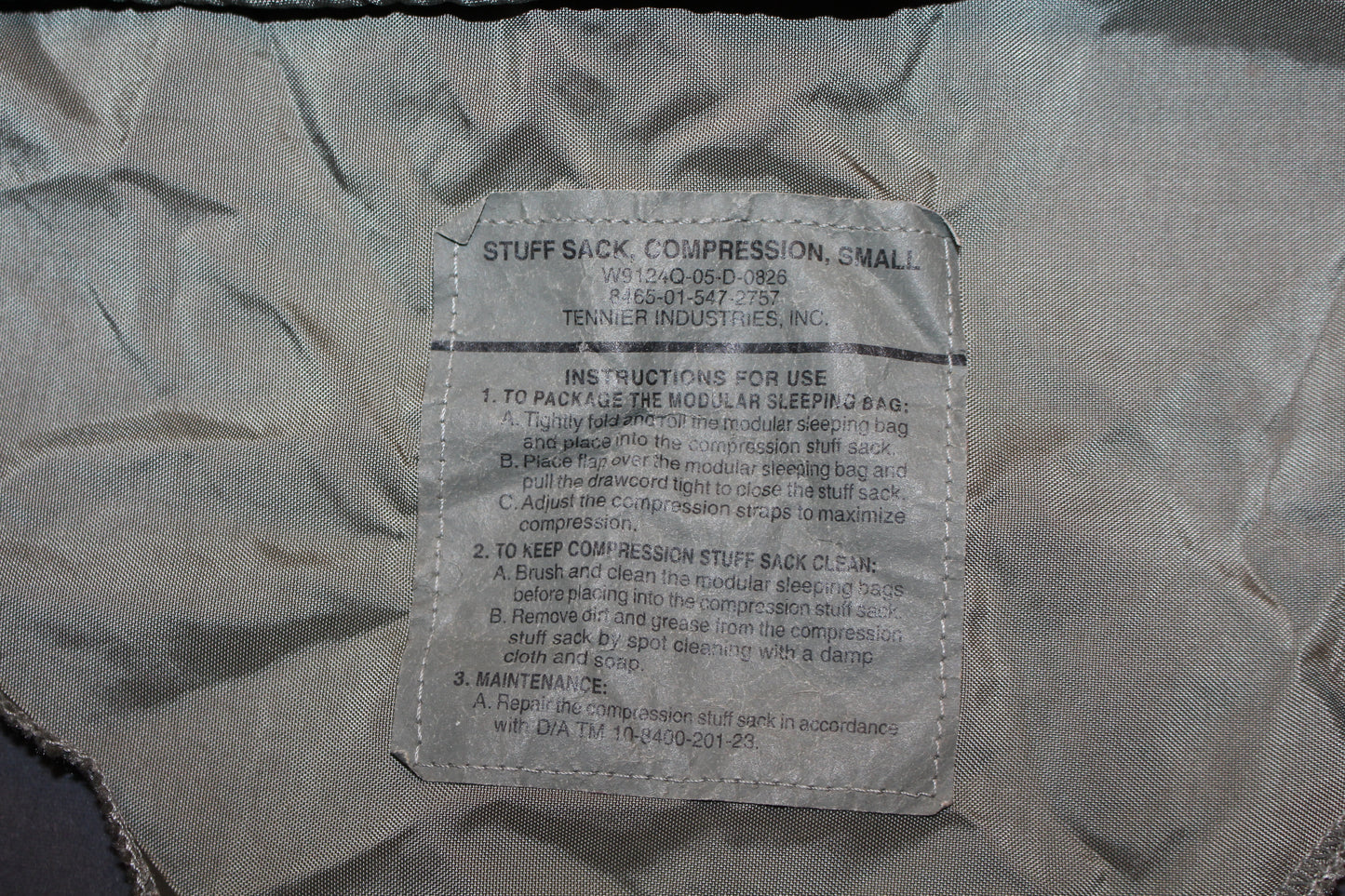 Stuff Sack, Compression Small, Olive Green- USGI - Grade A