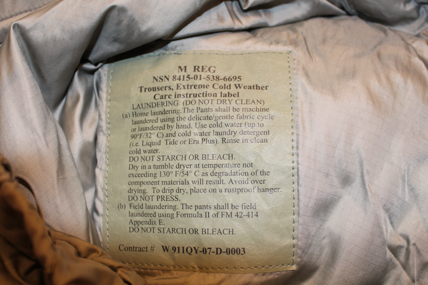 Trousers, Extreme Cold Weather, USGI, Olive Green, M Regular